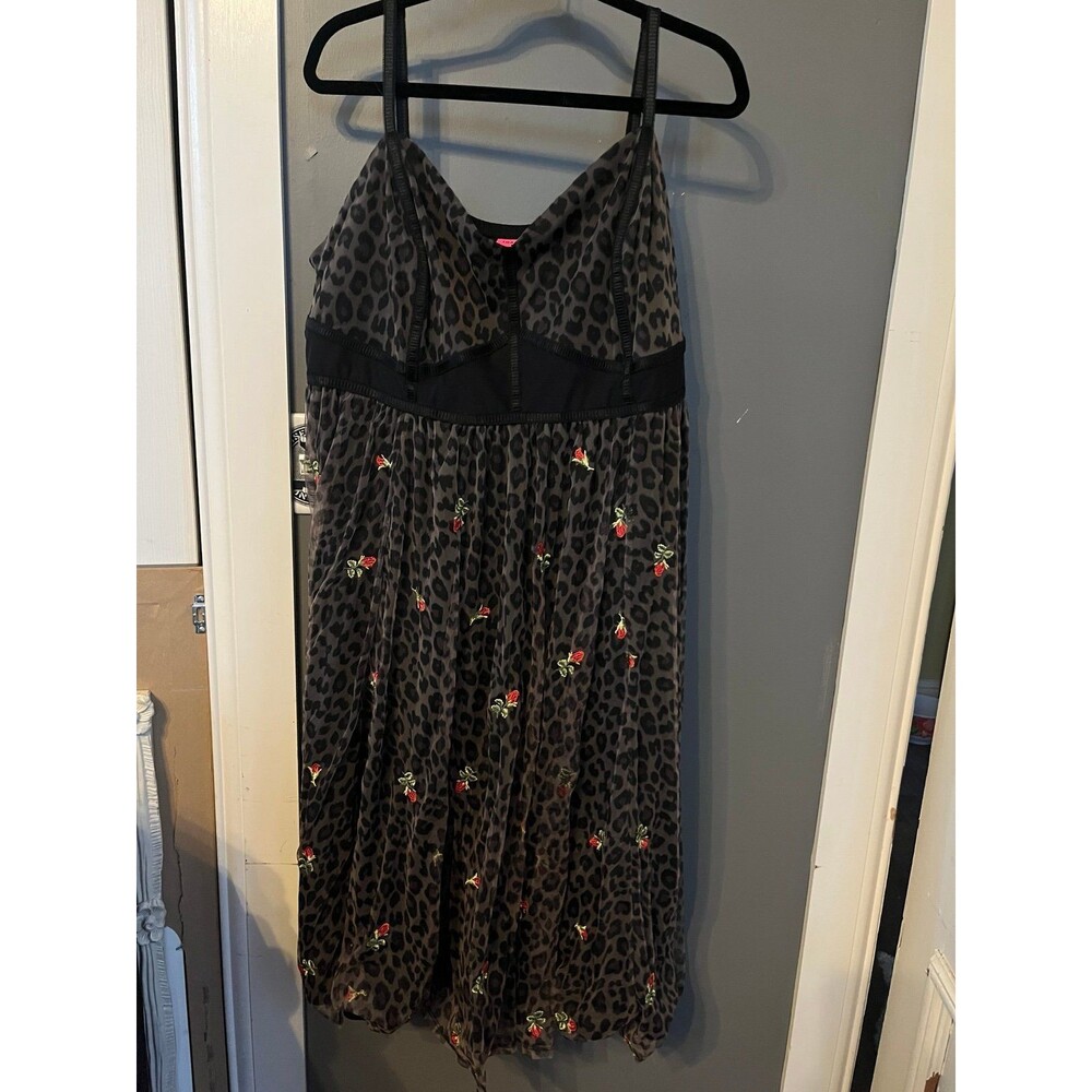Torrid Betsey Johnson size 24 Black Leopard Bustier Mesh Skater Midi Dress - Picture 4 of 9